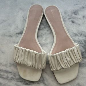 Reformation Marcella ruched white sandals